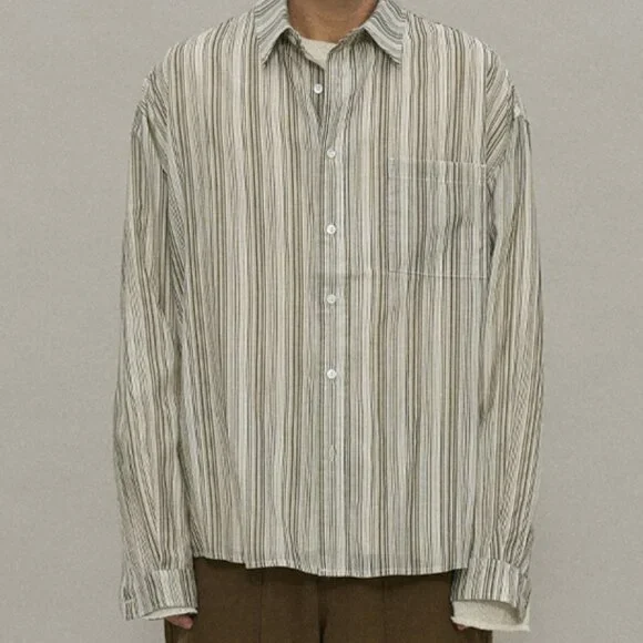 PARTIMENTO MEN’S STRIPED SHIRT RELAXED L NWOT